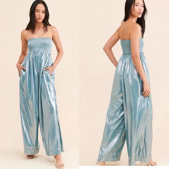 New Free People Julie Metallic Jumpsuit - Picture 1 of 8